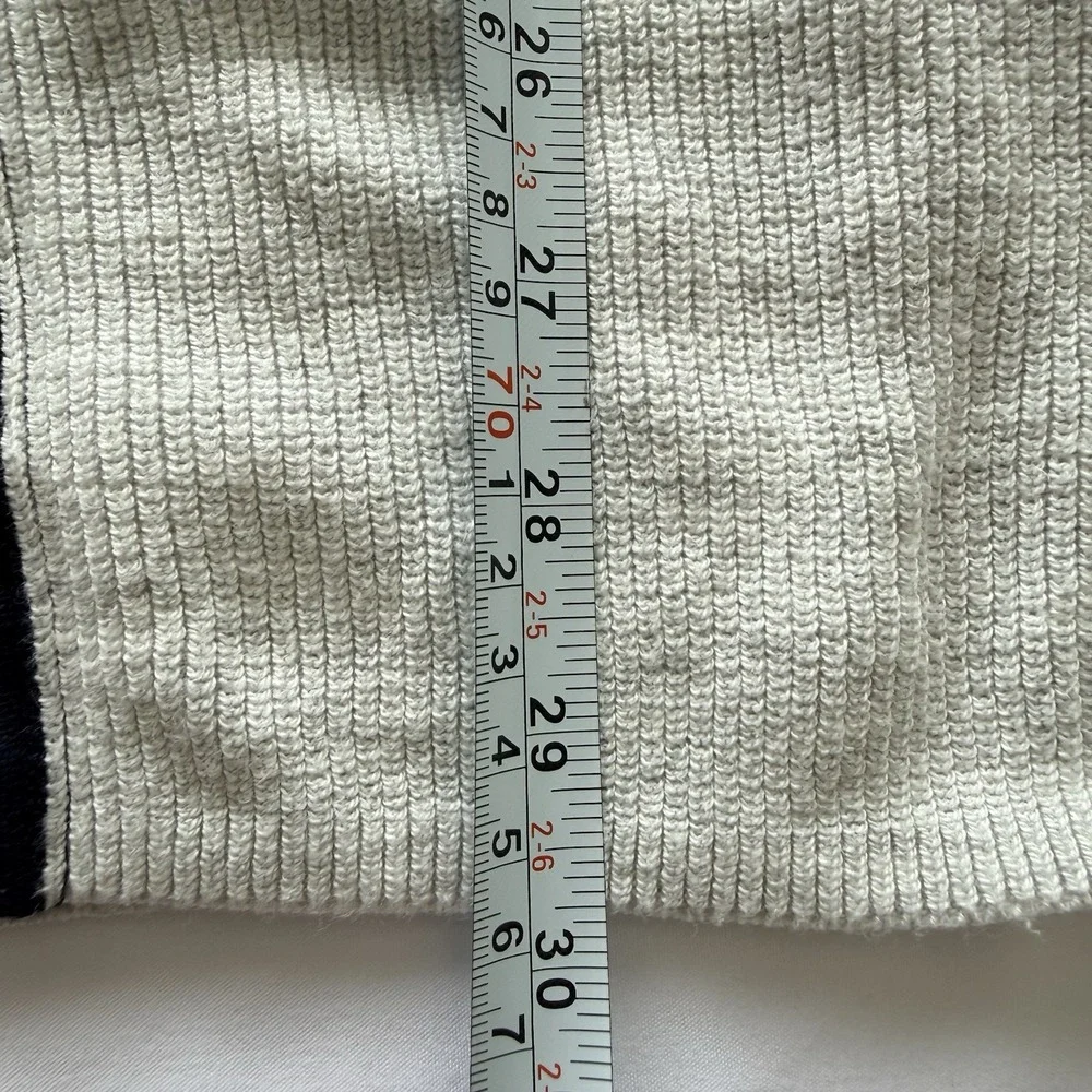 Talbots T by Talbots Navy Gray Open Front Cardigan Size M Luxury Nautical Vacay - Picture 7 of 10